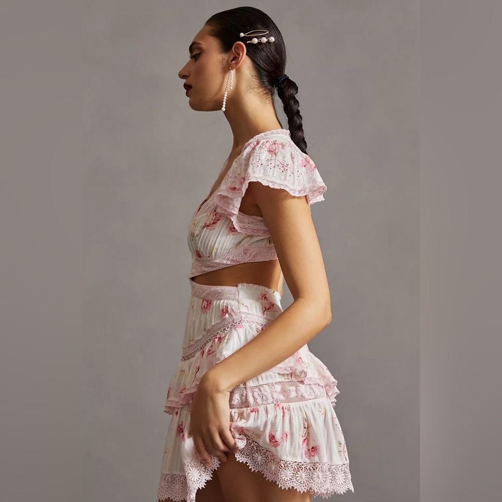 LoveShackFancy Audrina Cutout Ruffled Mini Dress - Picture 8 of 12